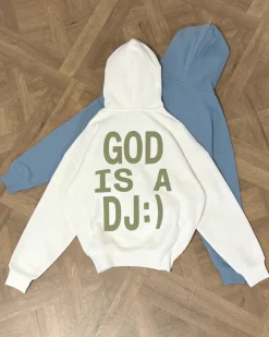 Sudadera Con Cremallera God is a DJ Blanco Crema
