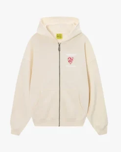 Sudadera Con Cremallera Heartbroken Blanco Crema