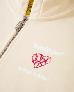 Sudadera Con Cremallera Heartbroken Blanco Crema
