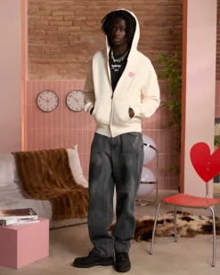 Sudadera Con Cremallera Heartbroken Blanco Crema