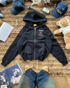 Sudadera Con Cremallera Heartbroken Negra