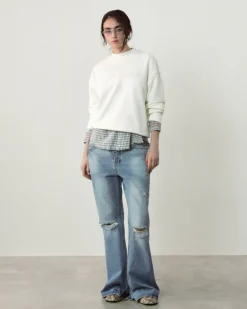 Sudadera Sin Capucha Blanco Crema
