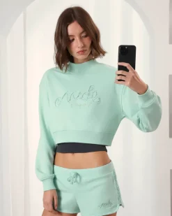 Sudadera Sin Capucha Lacy Cropped Verde