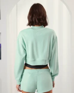 Sudadera Sin Capucha Lacy Cropped Verde