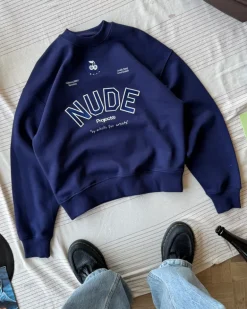 Sudadera Sin Capucha Varsity Azul Marino